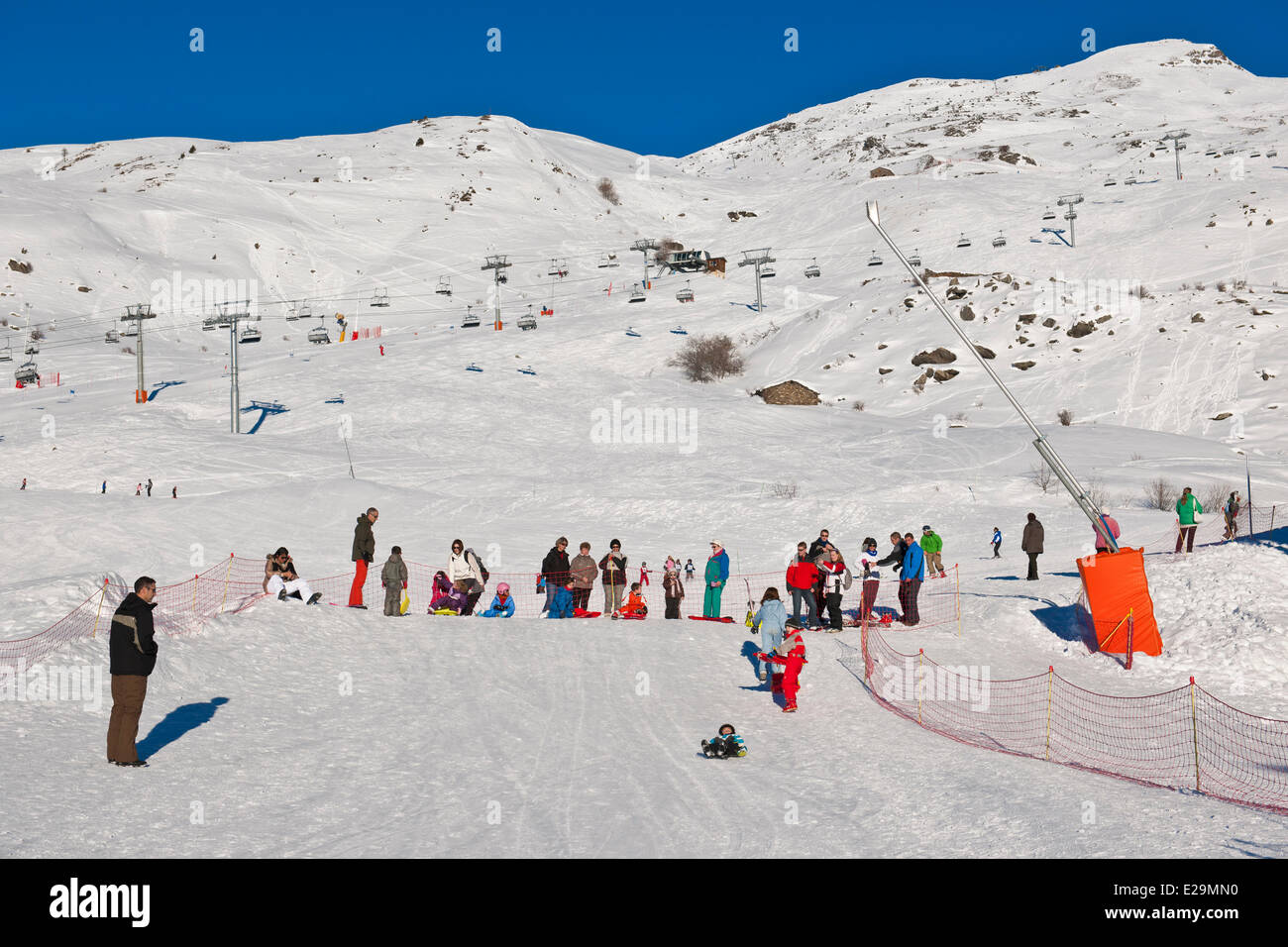 France, Savoie , vallée de la Maurienne, Valmeinier, station de ski (1800 m) Banque D'Images