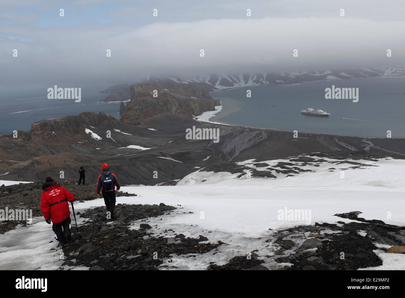 L'antarctique, croisière en bateau, boréale Îles Shetland du Sud, l'Île Déception, caldeira, randonnées de Bailey Head à Banque D'Images