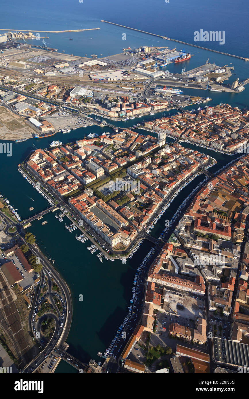 La France, l'Hérault, Sète, centre-ville et de satellite (vue aérienne  Photo Stock - Alamy