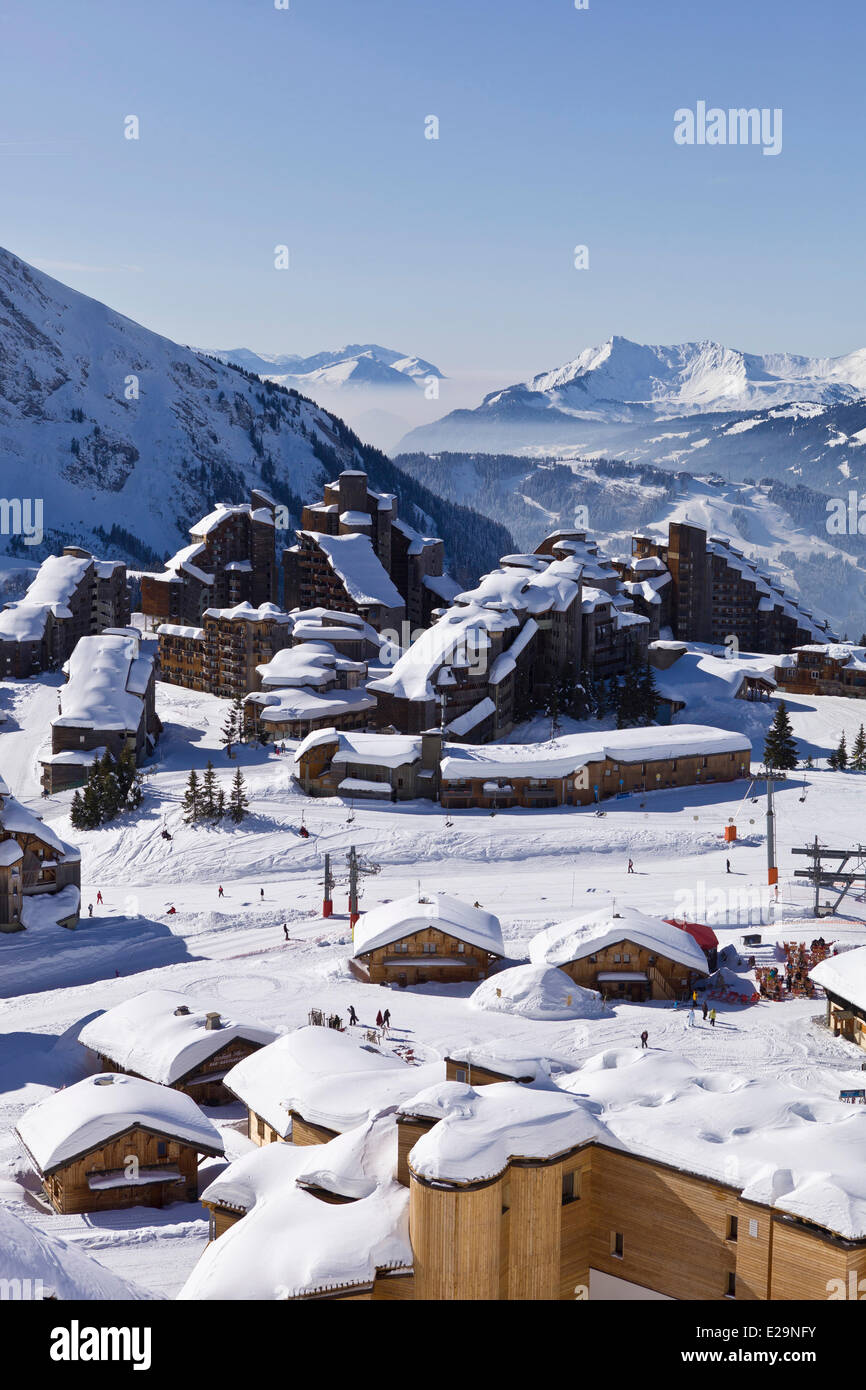 France, Haute Savoie, Avoriaz, vue sur la station de ski Banque D'Images