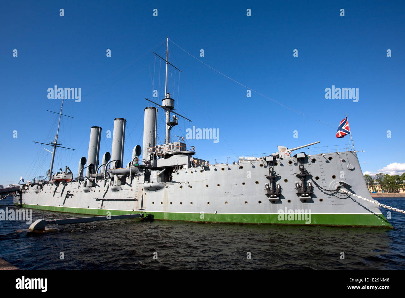 La Russie, Saint-Pétersbourg, inscrite au Patrimoine Mondial de l'UNESCO, Russie, Saint-Petersbourg, croiseur Aurore, bateau musée Banque D'Images