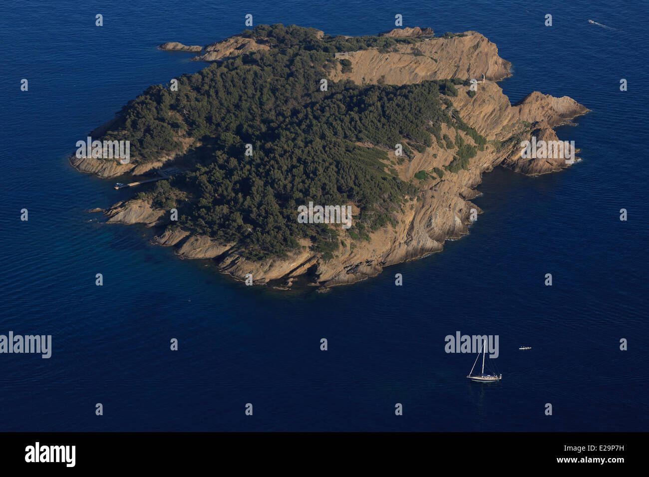 France, Bouches du Rhône, La Ciotat, l'île verte (vue aérienne) Banque D'Images