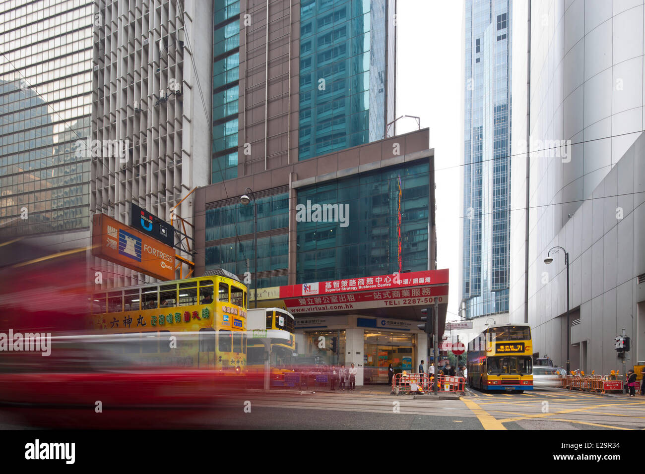 L'île de Chine, Hong Kong, Central District, Des Voeux Road Banque D'Images