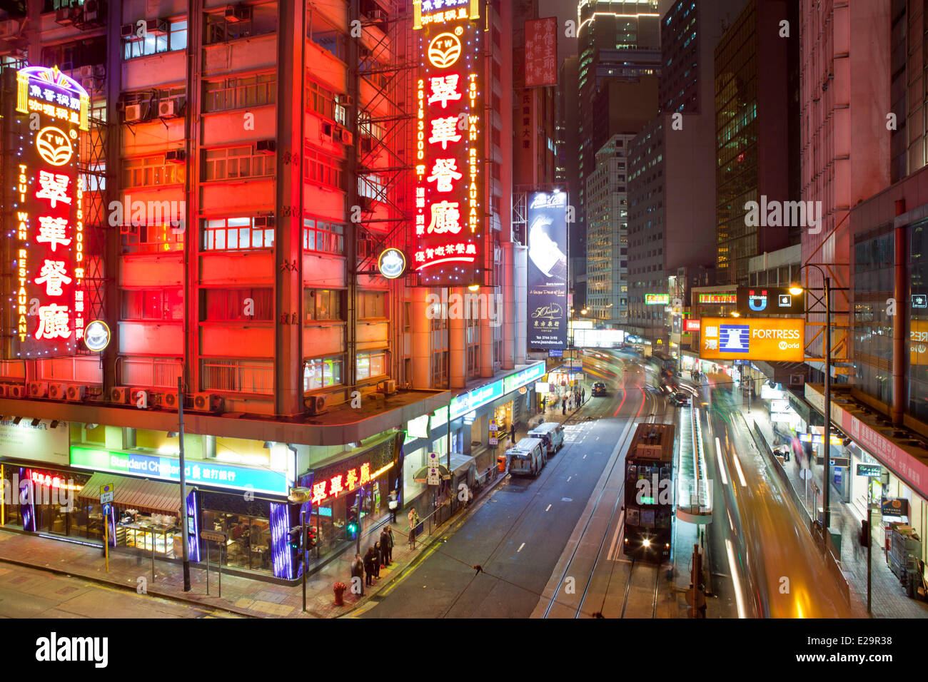 L'île de Chine, Hong Kong, Central District, Des Voeux Road Banque D'Images