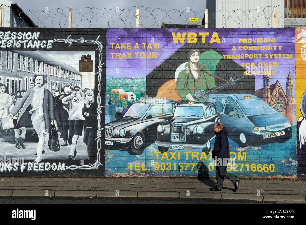 Royaume-uni, Irlande du Nord, l'Ouest de Belfast, catholique, secteur des chutes ou de la solidarité internationale, des murales murale sur Falls Road Banque D'Images