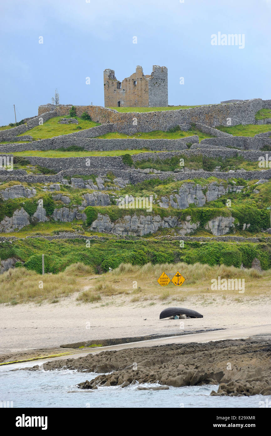 L'Irlande, dans le comté de Galway, les îles d'Aran, l'Inis Oirr (Inisheer), O'Brien château Banque D'Images