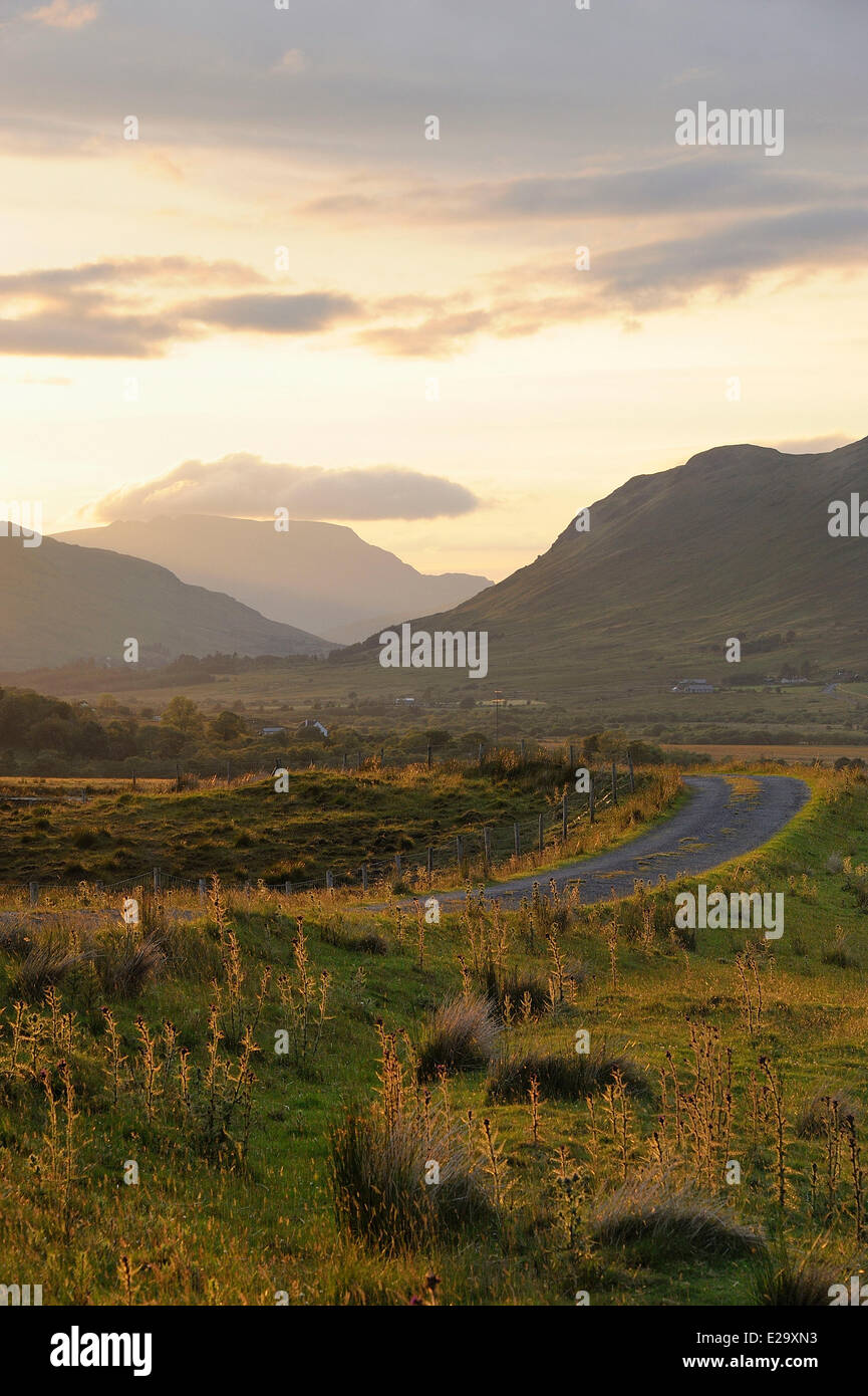 L'Irlande, dans le comté de Galway, le Connemara, Joyce Pays Teernakil Mamturk, environs, montagnes Banque D'Images