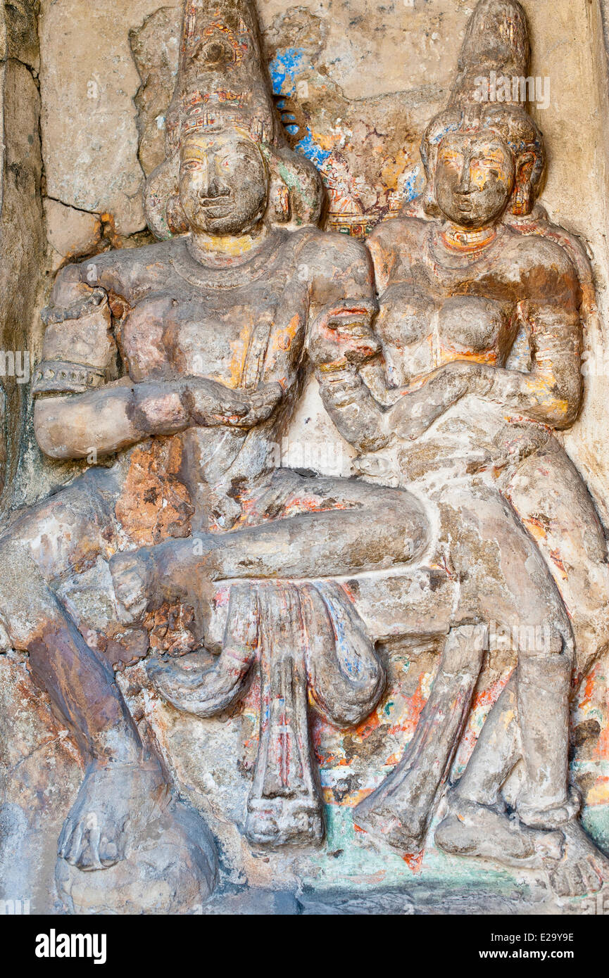 L'Inde, l'Etat du Tamil Nadu, Kanchipuram, la 8e siècle Kailasanatha temple construit par les Pallava et dédié à Shiva Banque D'Images