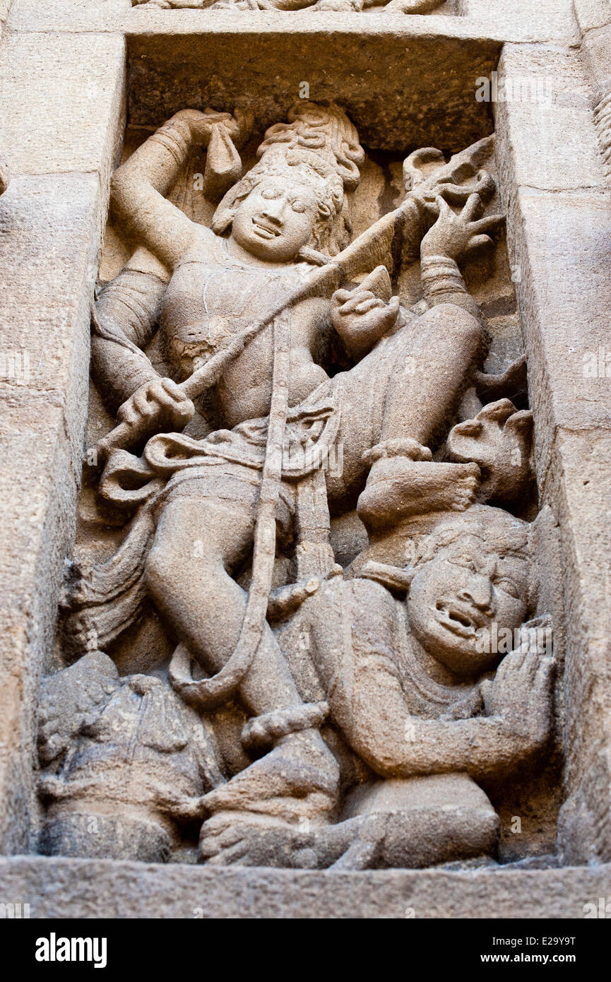 L'Inde, l'Etat du Tamil Nadu, Kanchipuram, la 8e siècle Kailasanatha temple construit par les Pallava et dédié à Shiva Banque D'Images