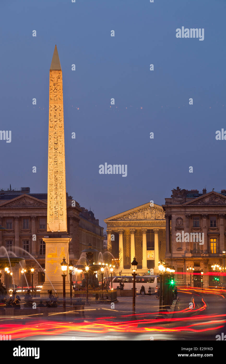 France, Paris, la Place de la Concorde et l'Obélisque Banque D'Images