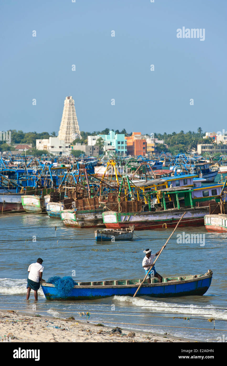 L'Inde, l'Etat du Tamil Nadu, Rameswaram est une des villes saintes de l'Inde et un important lieu de pèlerinage pour les Shaivites et Banque D'Images