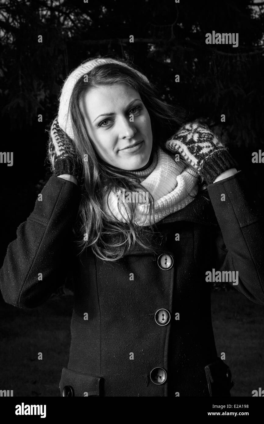 Ver habillé pour des photos par une journée froide dans le wiltshire Banque D'Images