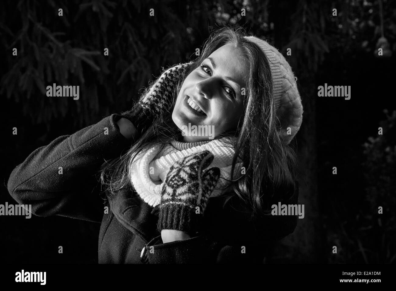 Ver habillé pour des photos par une journée froide dans le wiltshire Banque D'Images