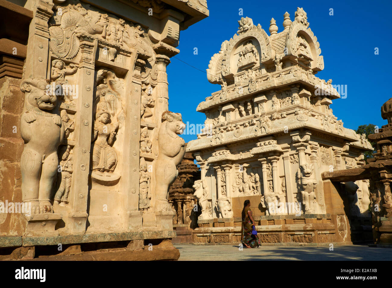 L'Inde, l'Etat du Tamil Nadu, Kanchipuram, Kailasanatha Temple du 8ème siècle Banque D'Images