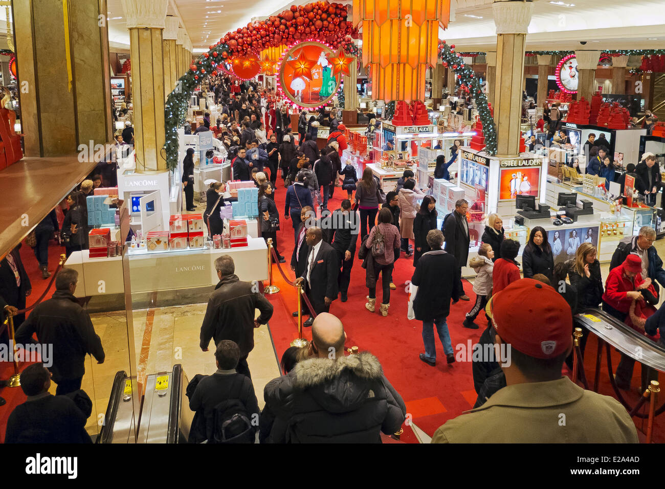 United States, New York, Manhattan, du grand magasin Macy's décorations de Noël Banque D'Images