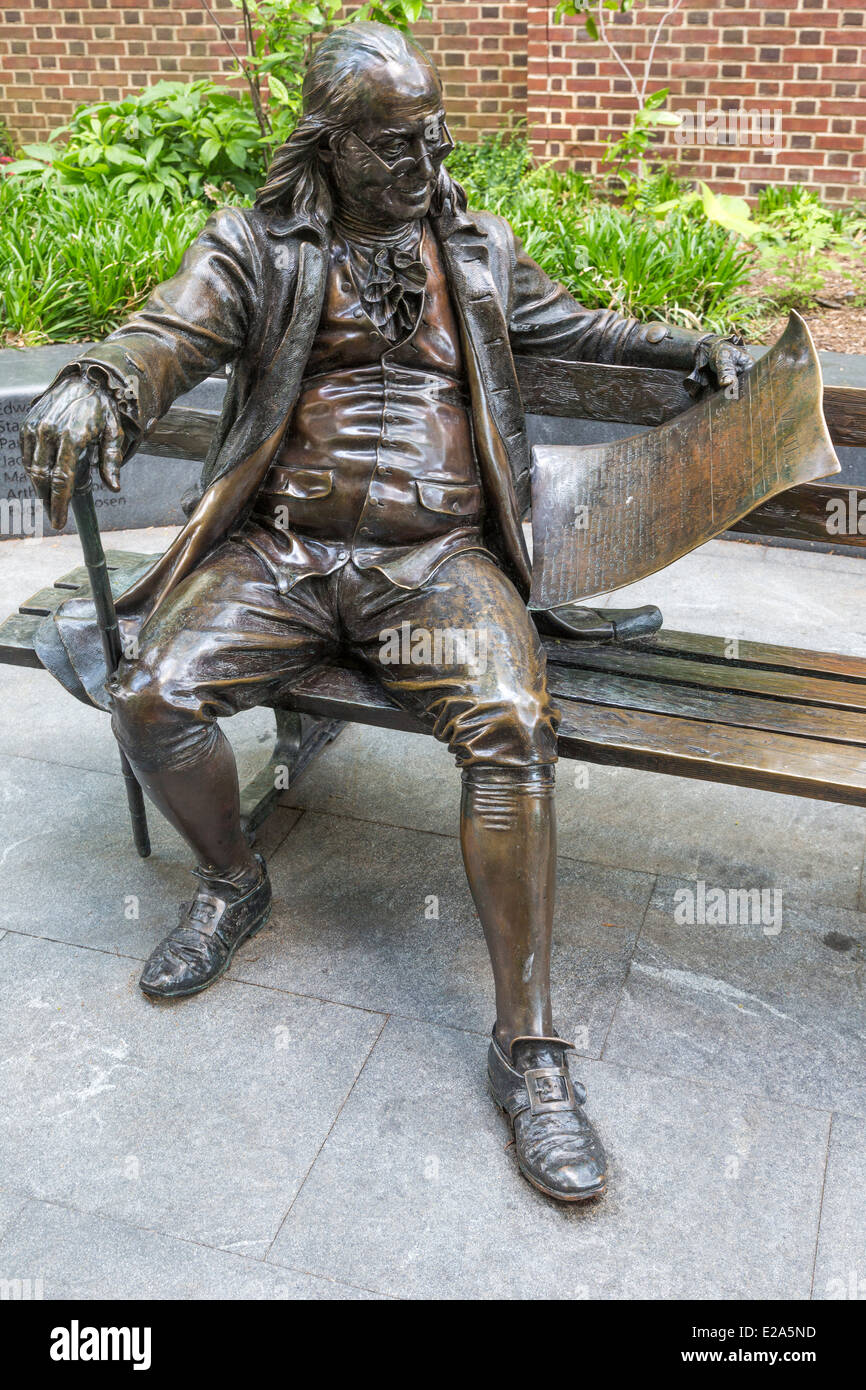 Statue de Benjamin Franklin, l'Université de Pennsylvanie, Philadelphie, USA Banque D'Images