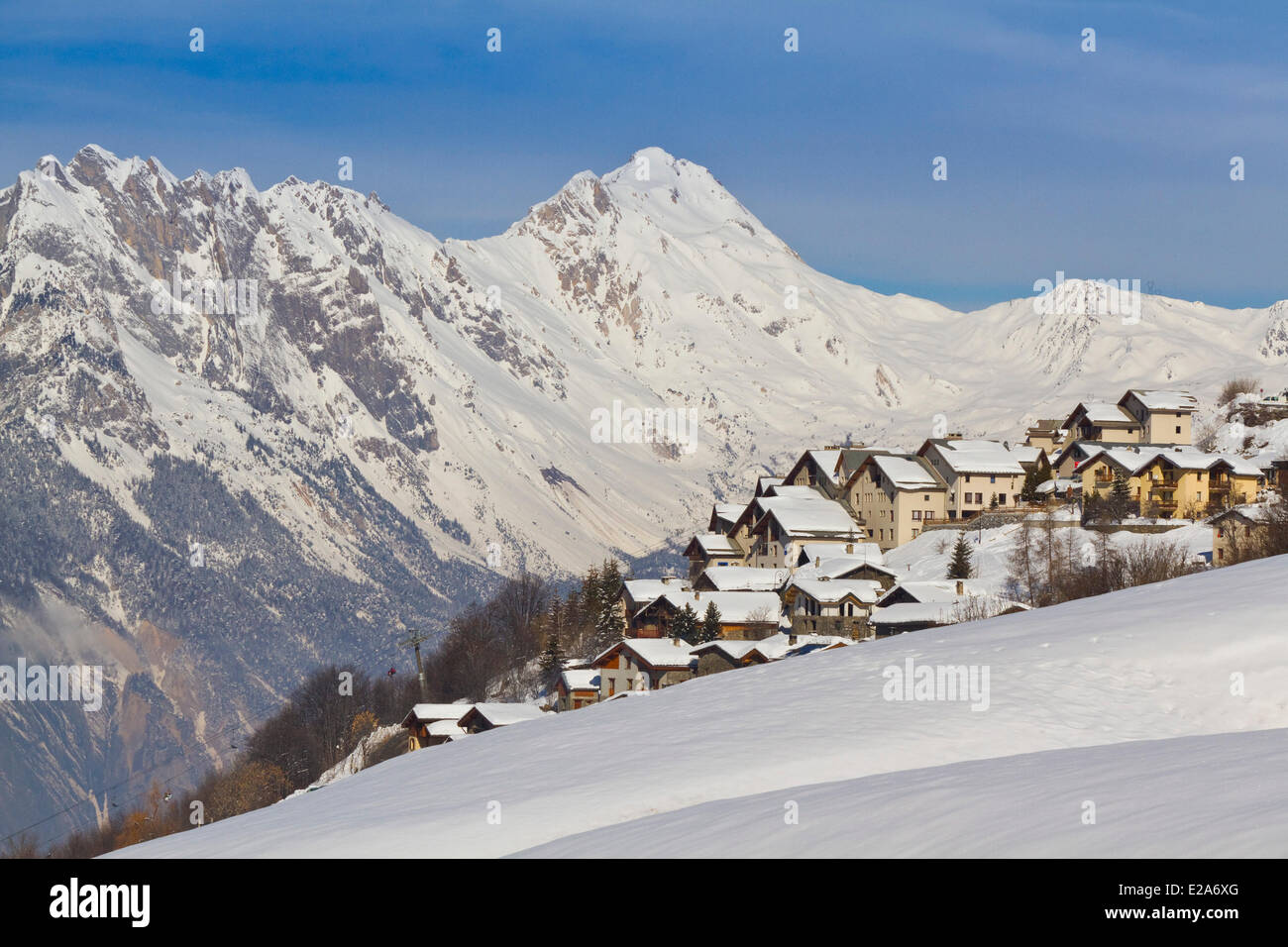 France, Savoie, vallée de la Maurienne, station de ski Valmeinier Banque D'Images