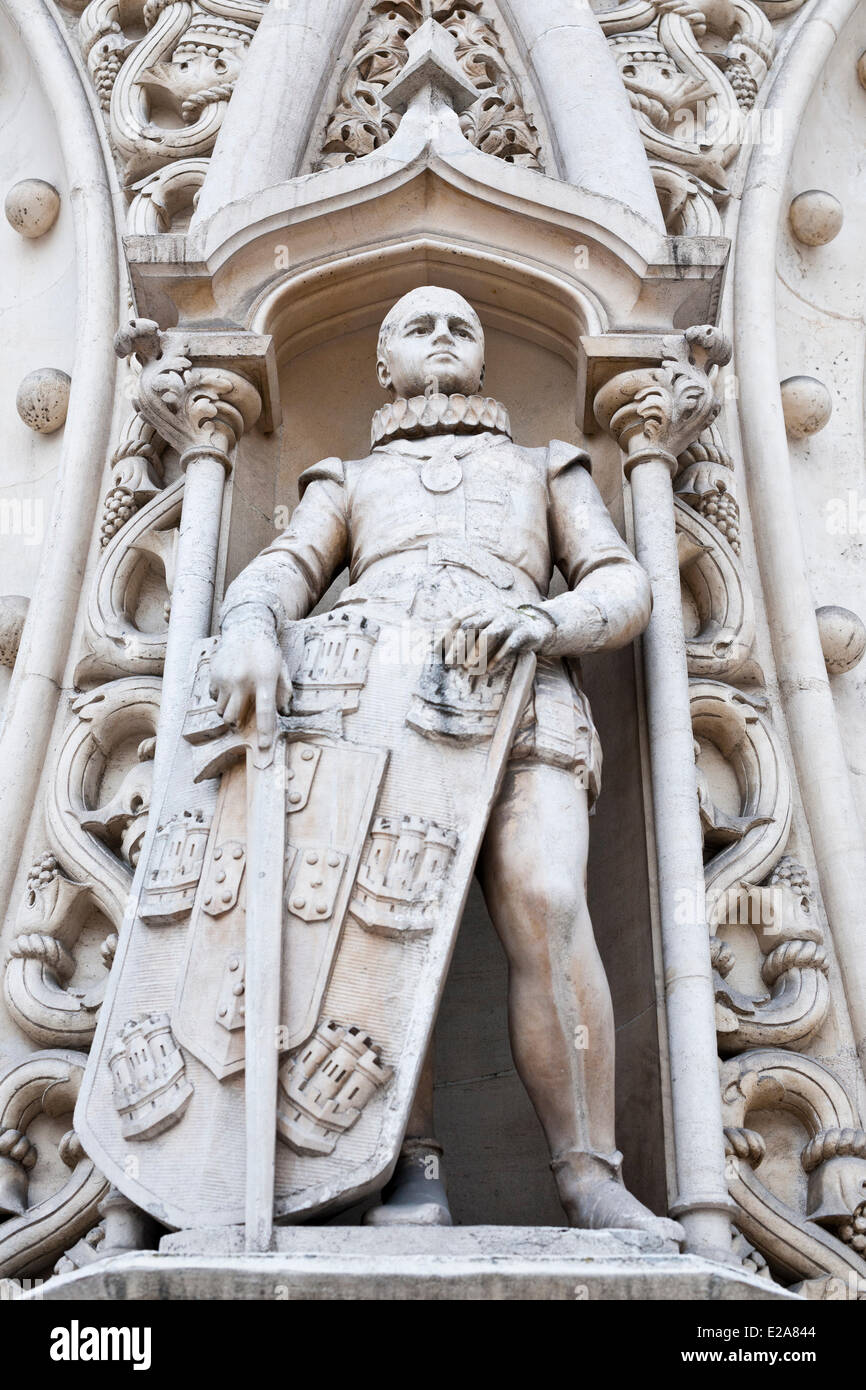 Portugal, Lisbonne, le neo-Gare du Rossio manuélin conçu par Jose Luis Monteiro et inauguré en 1890 a huit horseshoe Banque D'Images