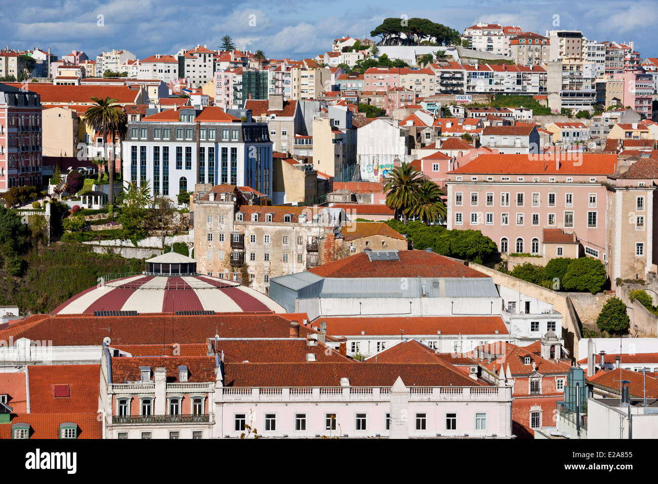 Portugal, Lisbonne, panorama depuis le point de vue Sao Pedro de Alcantara Banque D'Images