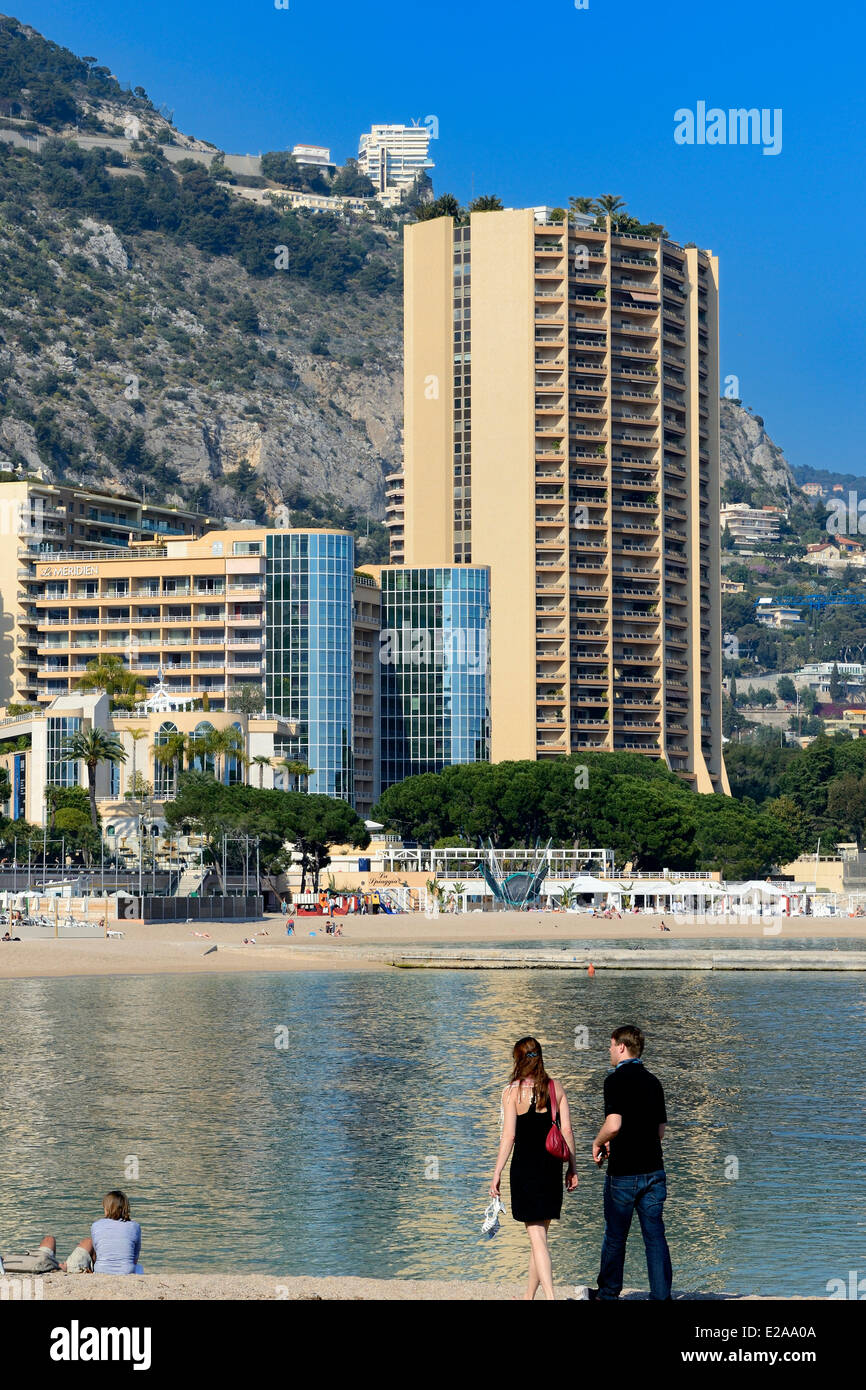 Principauté de Monaco, Monaco, Monte Carlo, plage du Larvotto Banque D'Images