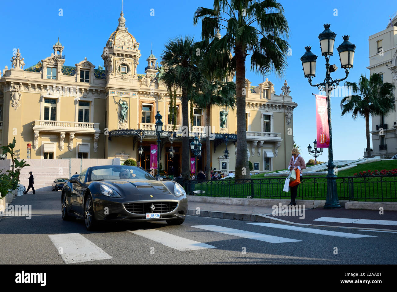 Principauté de Monaco, Monaco, Société des Bains de Mer de Monaco, Place du Casino (Casino square), Casino, Mention obligatoire Banque D'Images