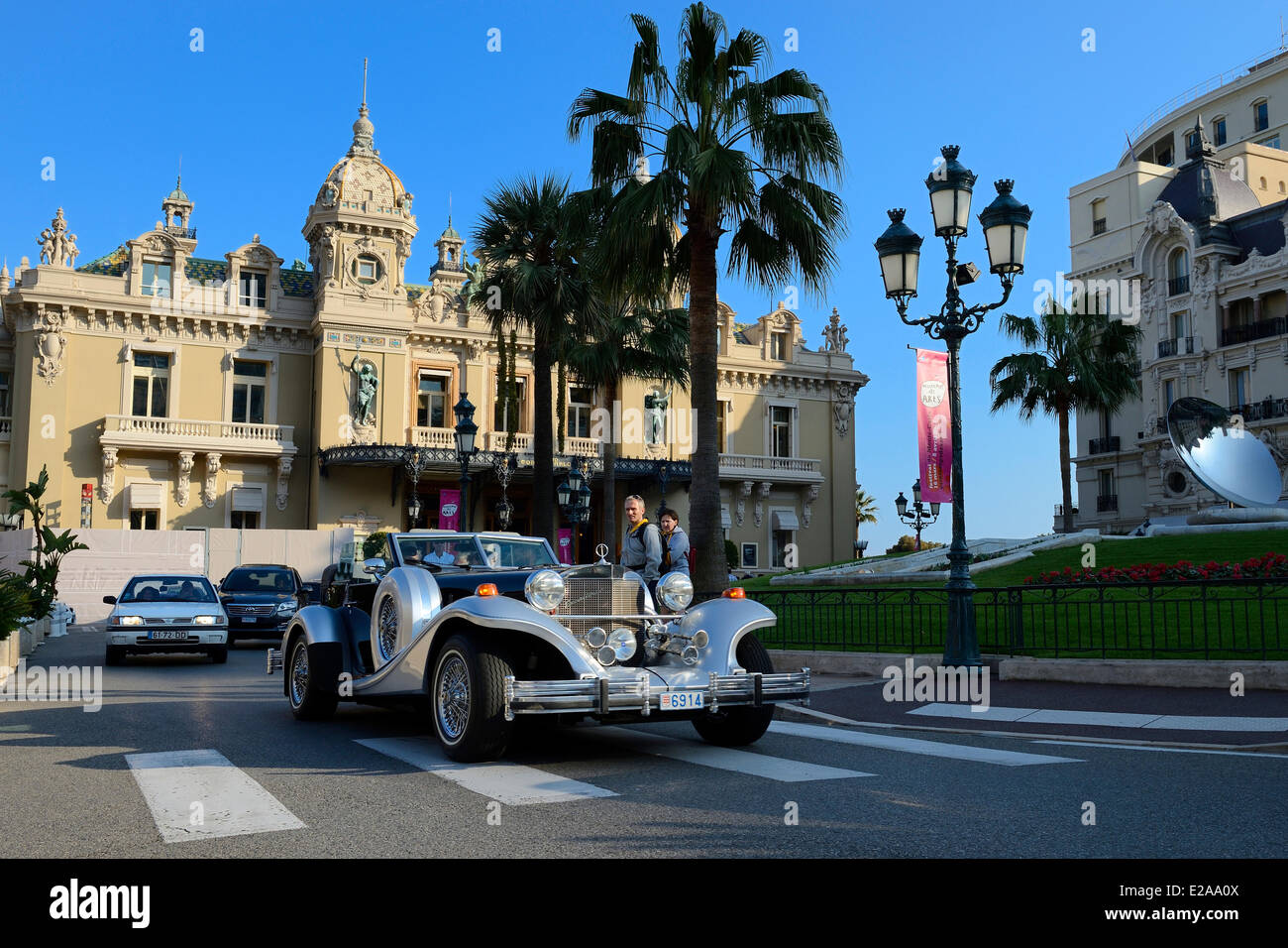 Principauté de Monaco, Monaco, Société des Bains de Mer de Monaco, Place du Casino (Casino square), Casino, Mention obligatoire Banque D'Images