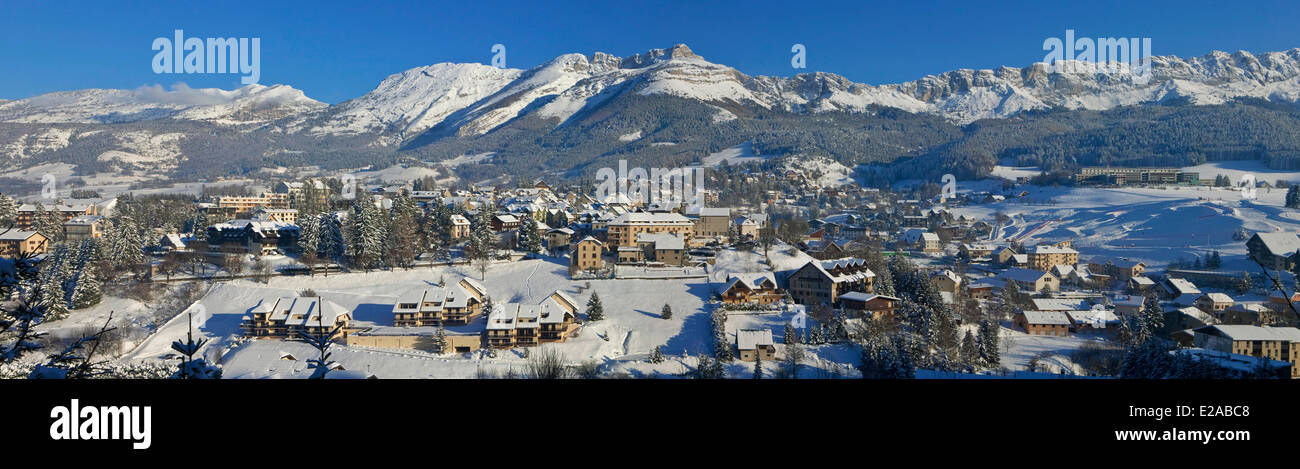 France, Isère, Parc Naturel Régional du Vercors (Parc Naturel Régional du Vercors), le village de Villard de Lans en hiver Banque D'Images