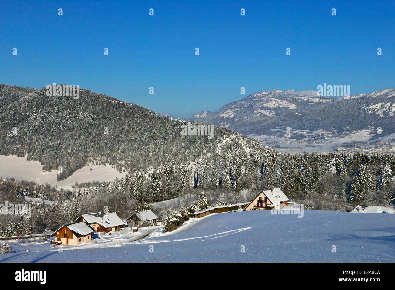 France, Isère, Parc Naturel Régional du Vercors (Parc Naturel Régional du Vercors), le village de Villard de Lans en hiver Banque D'Images
