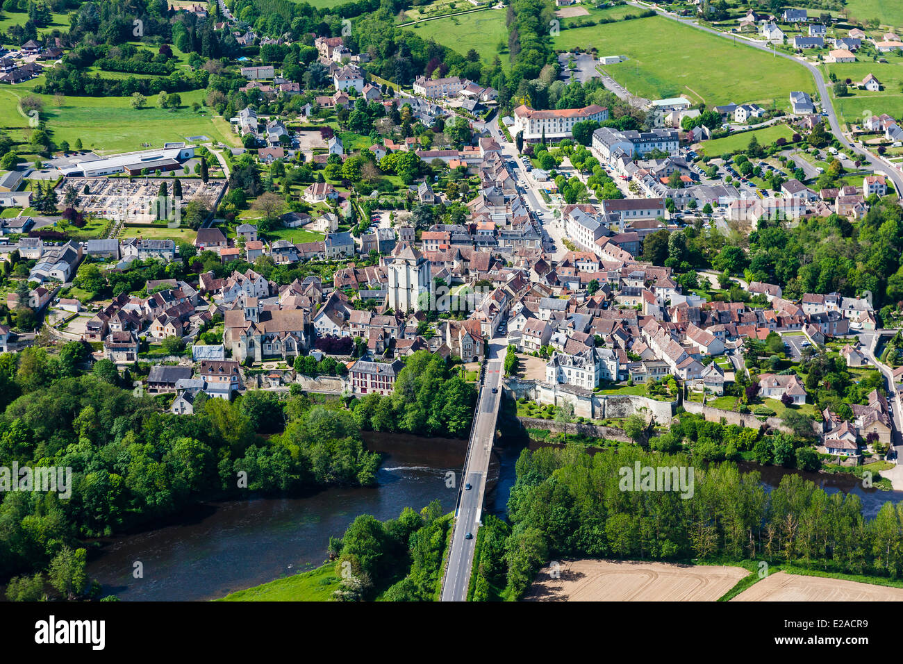 France, Vienne, La Roche Pozay (vue aérienne) Banque D'Images