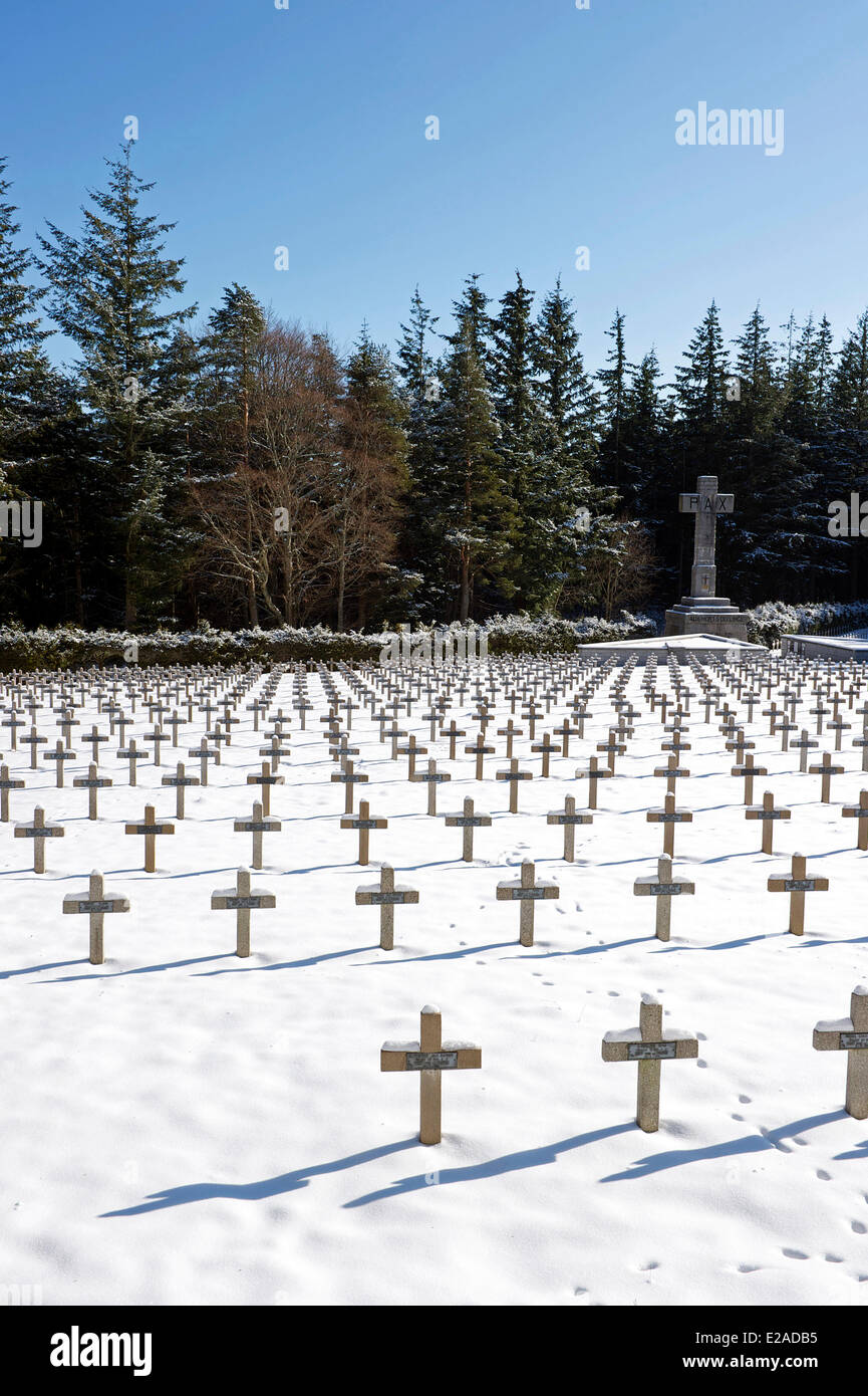 France, Alsace, Massif des Vosges, le Col de Wettstein Orbey, cimetiere ci-dessus du linge, cimetière militaire, guerre de 1914-1918 Banque D'Images