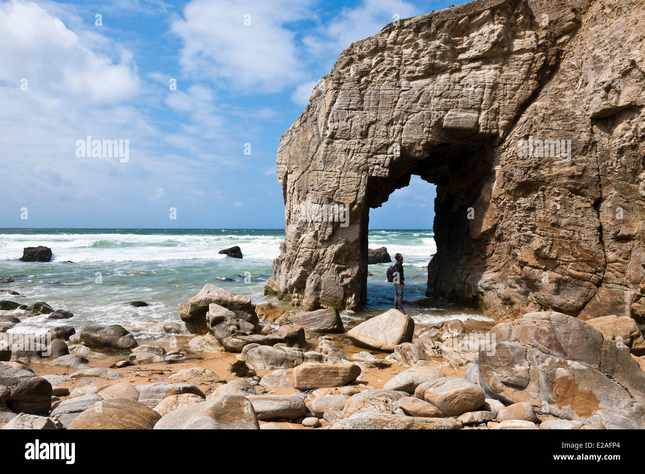France, Morbihan, de la Côte Sauvage (la Côte sauvage), presqu'île de Quiberon, L'Arche Banque D'Images