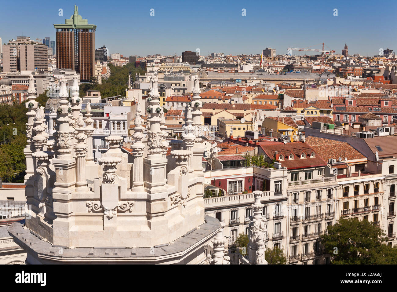 Espagne, Madrid, Madrid, Palais des communications Ville de Ville, Vue du toit Banque D'Images