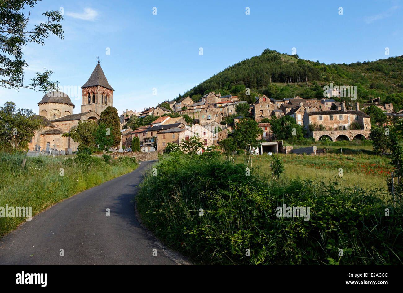 La France, l'Aveyron, Montjaux, église du 12ème siècle, entre la vallée du Tarn et Levezou plateau Banque D'Images