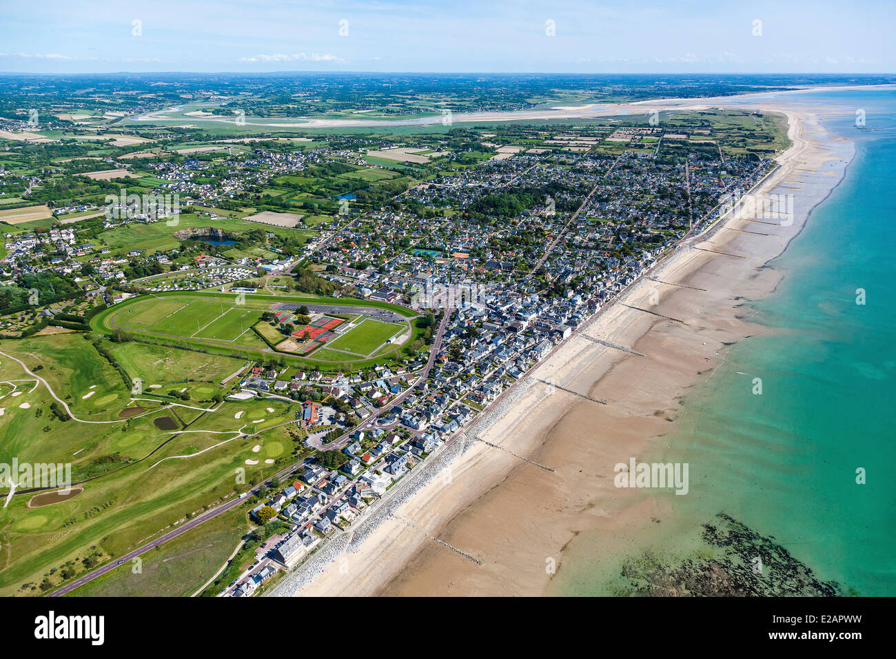 France, Manche, Agon Coutainville (vue aérienne) Banque D'Images