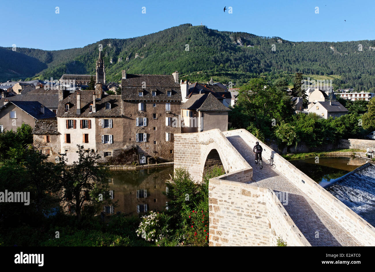 La France, la Lozère, Mende, le pont médiéval de Notre Dame du 12ème siècle, la Vallée du Lot Banque D'Images