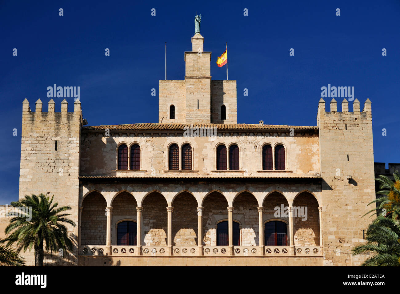 L'Espagne, Îles Baléares, Majorque, Palma, Palais Royal de l'Almudaina, façade Banque D'Images