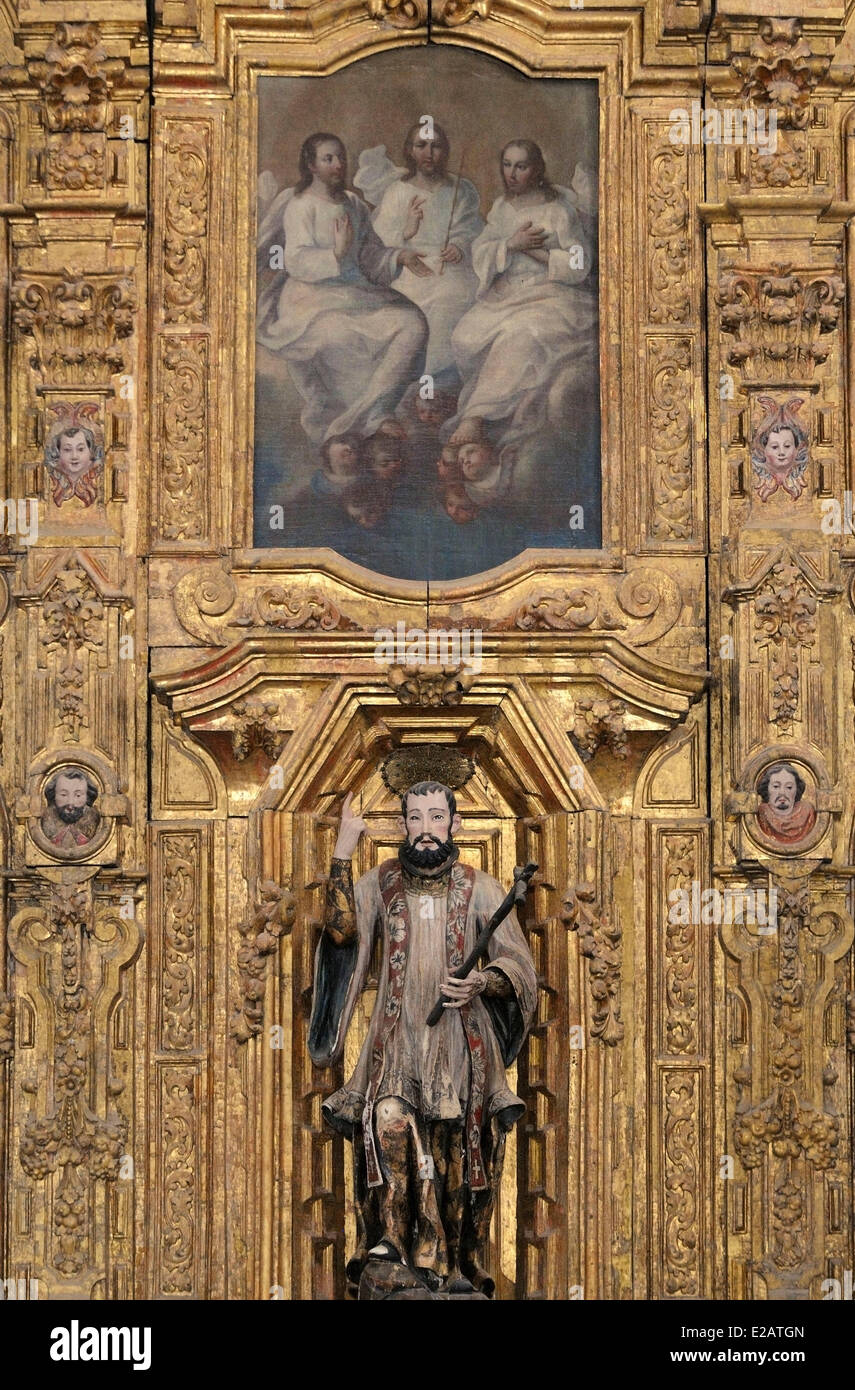 Le Mexique, l'État de Baja California Sur, région de Loreto, la Mission de San Javier de Vigge-Biaundo de 1699, retable baroque Banque D'Images