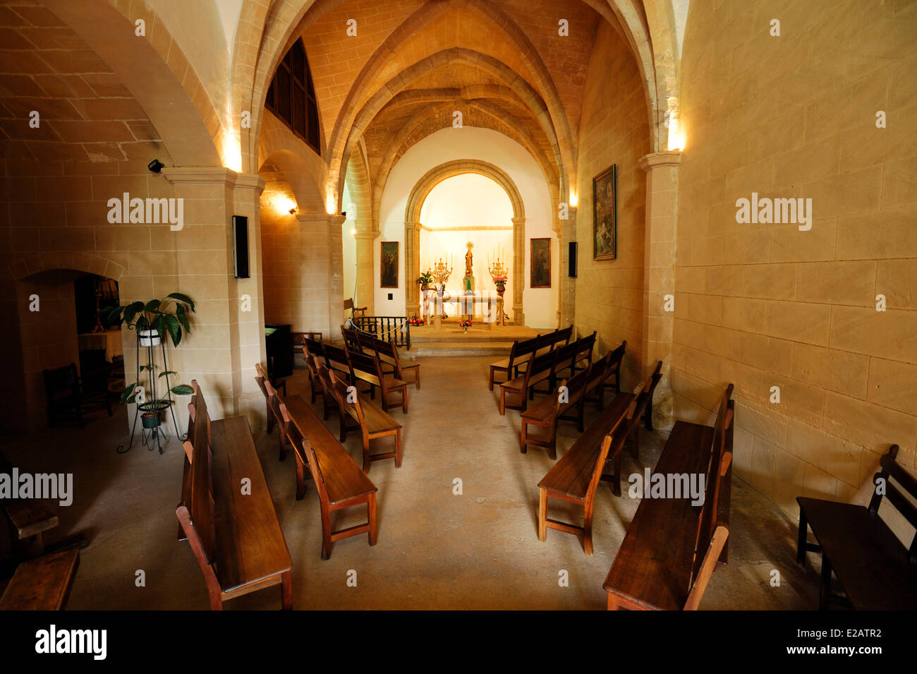L'Espagne, Îles Baléares, Mallorca, Capdepera, à l'intérieur de l'église du château Banque D'Images