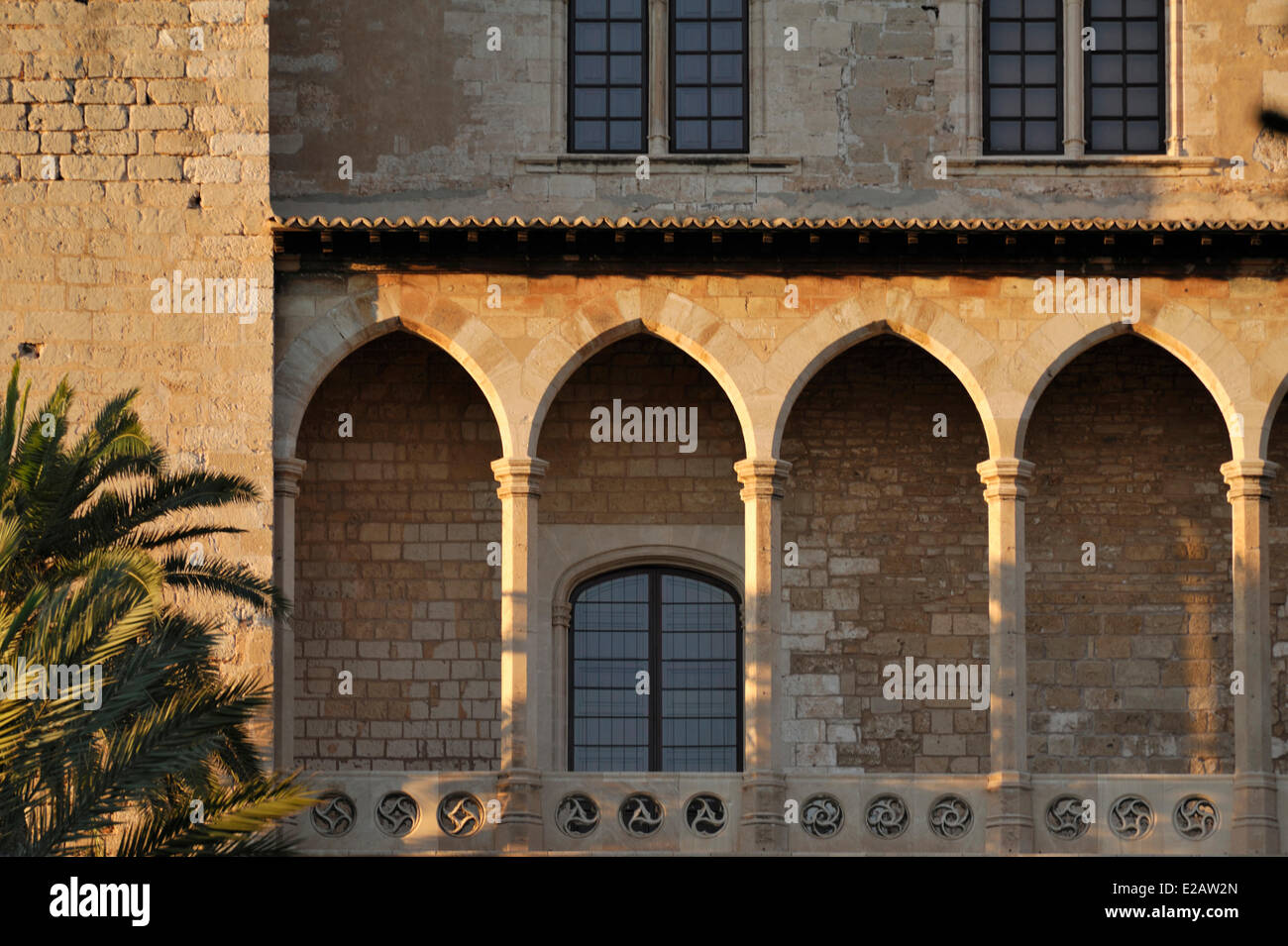 L'Espagne, Îles Baléares, Majorque, Palma, Palais Royal de l'Almudaina, façade Banque D'Images