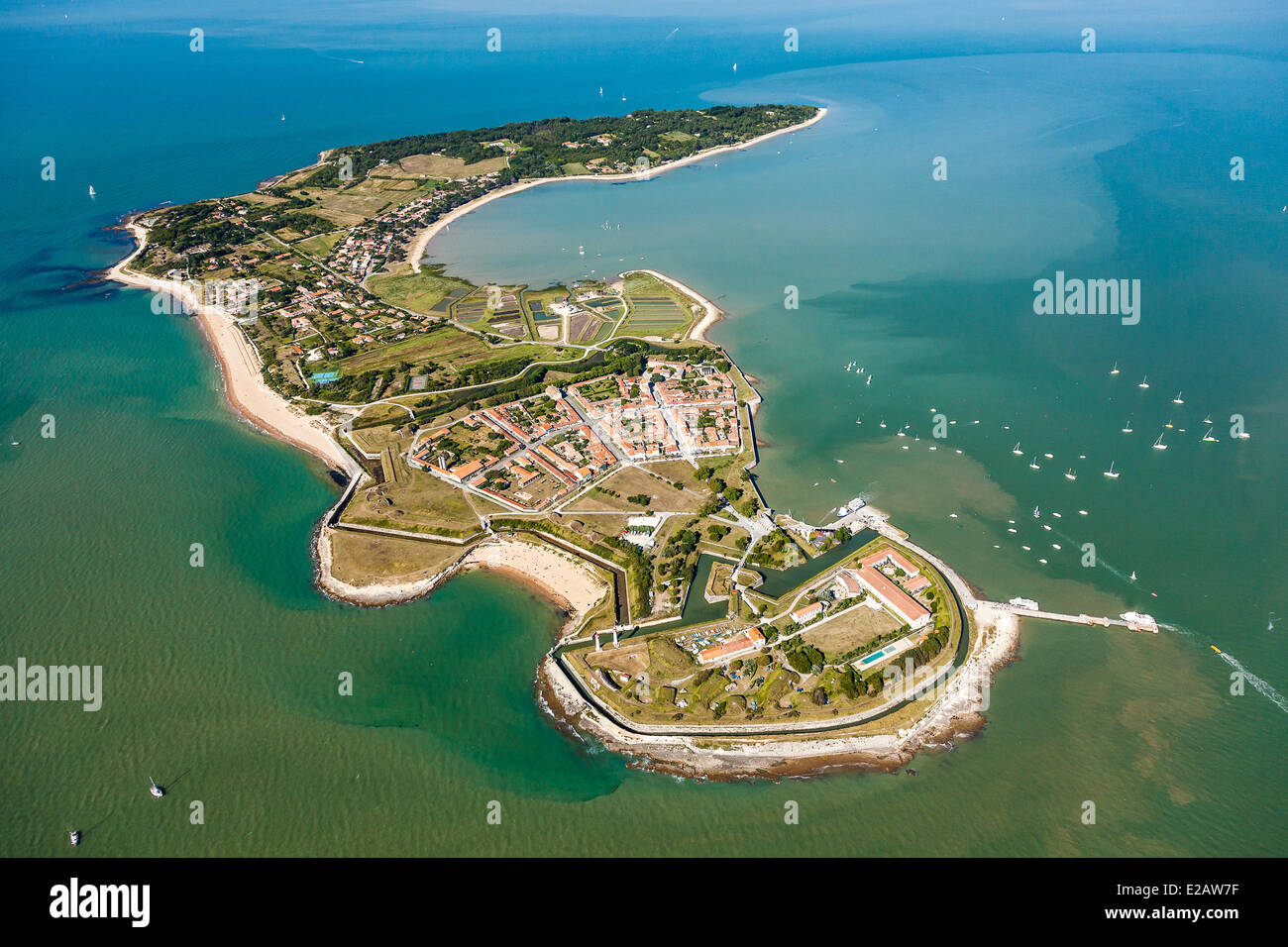 France, Charente Maritime, Ile d'Aix (vue aérienne) Banque D'Images