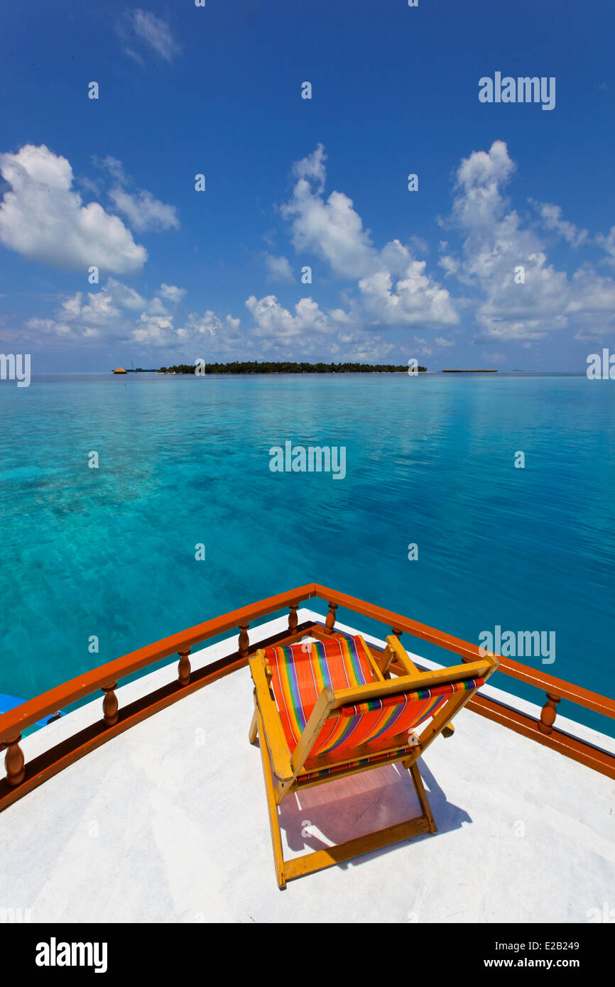 Les Maldives, bateau navette dhoni, Banque D'Images