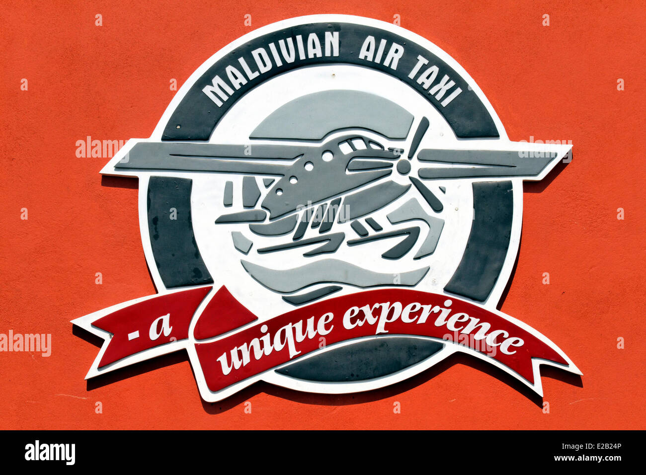 Les Maldives, North Male Atoll, homme, homme de l'île, l'aéroport Maldivian Air Taxi logo Banque D'Images