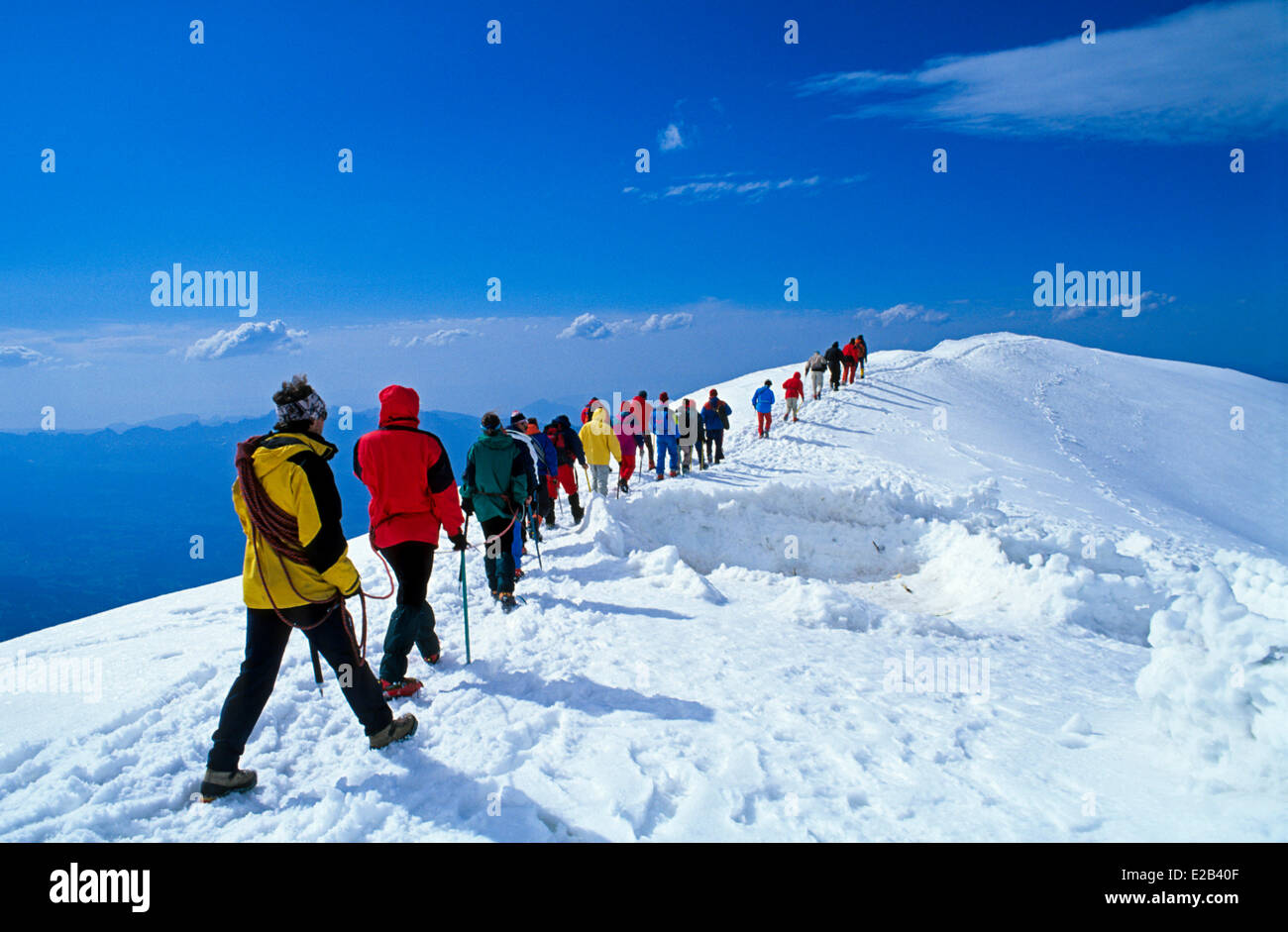 France, Haute Savoie, Saint Gervais les Bains, au-dessus du refuge du Goûter, au cours de l'ascension du Mont Blanc Banque D'Images