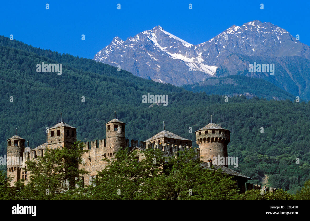 Italie, vallée d'Aoste, Courmayeur, château de Fenis, datée du 14e siècle Banque D'Images