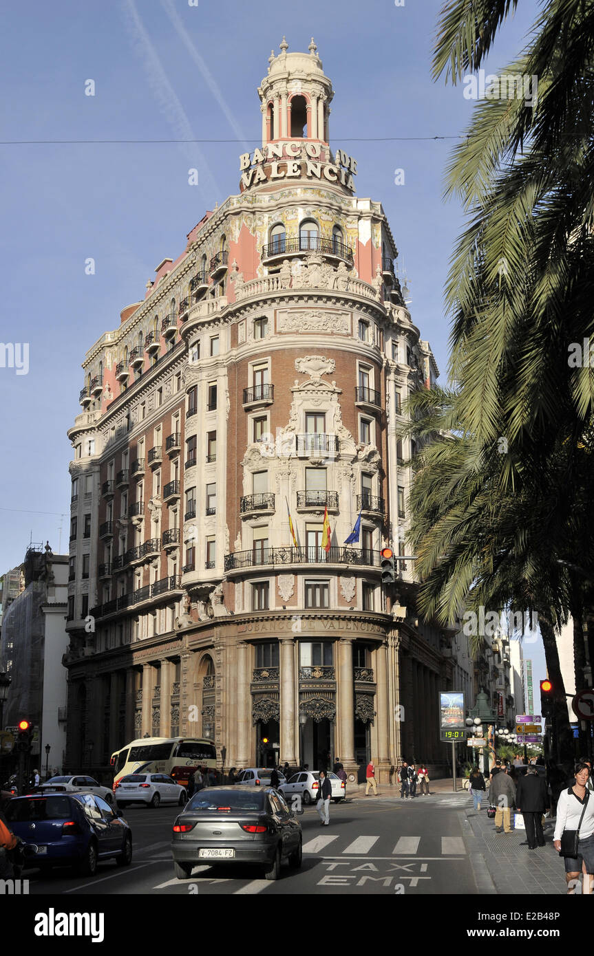 L'espagne, Valence, Bank Building à Valence Banque D'Images