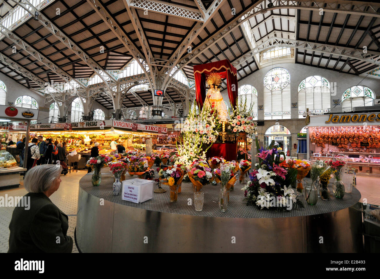 L'espagne, Valence, à l'intérieur du marché central de style moderniste Banque D'Images