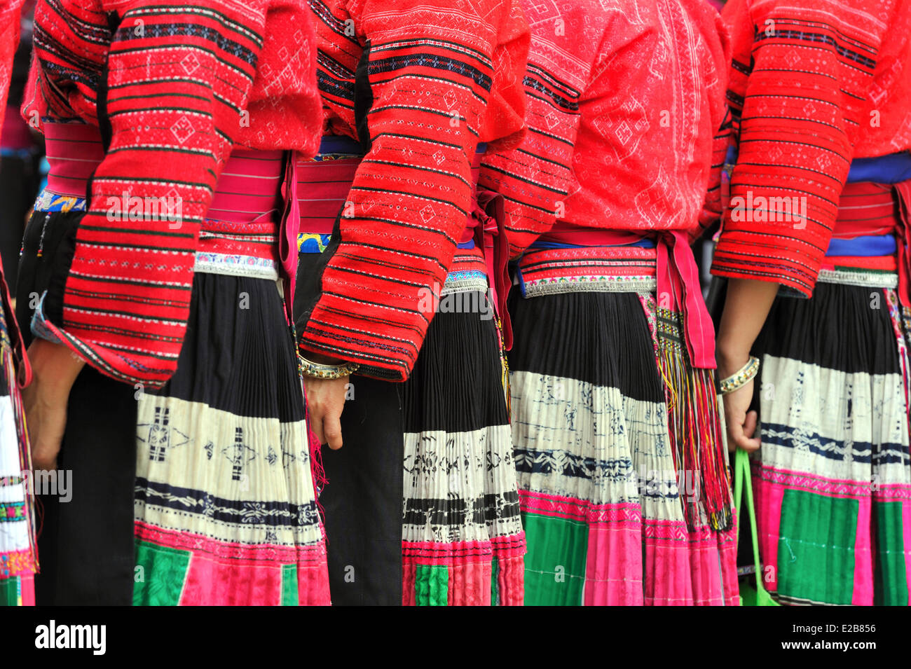 Chine, Province du Guangxi, Longsheng, Dazhai, village de la minorité Yao rouge Banque D'Images