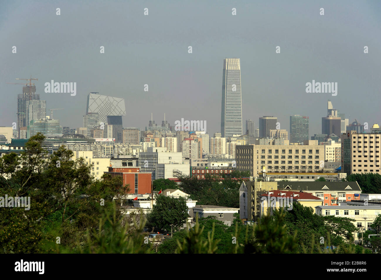 La Chine, Beijing, Haidian District, CCTV et China World Tower Banque D'Images