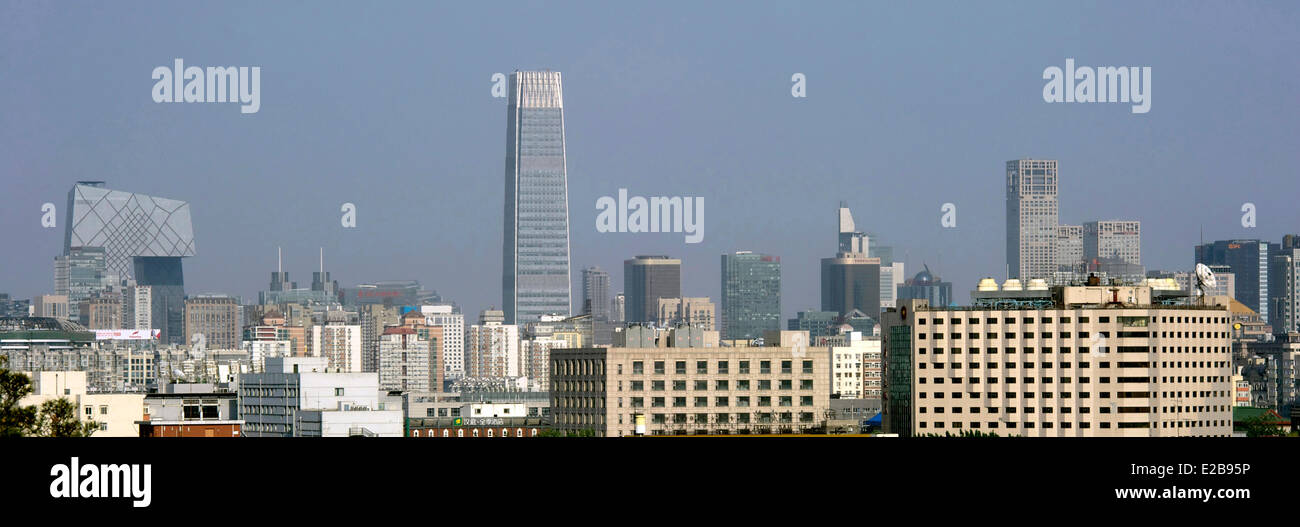 La Chine, Beijing, Haidian District, CCTV et China World Tower Banque D'Images