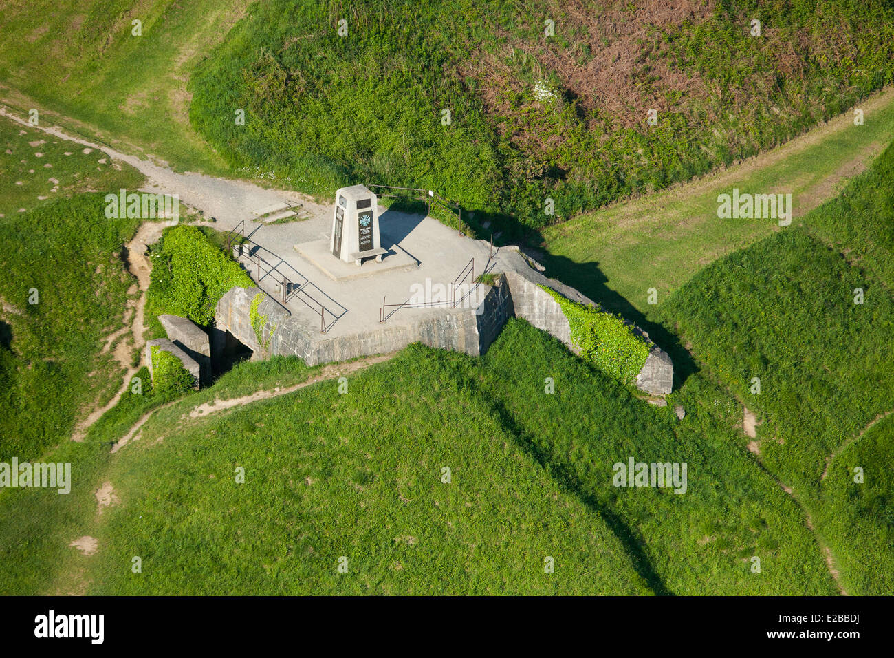 France, Calvados, Omaha Beach, Colleville sur Mer, WN32 bunker, d'abord pour voir les forces alliers, 6 juin 1944 (vue aérienne) Banque D'Images